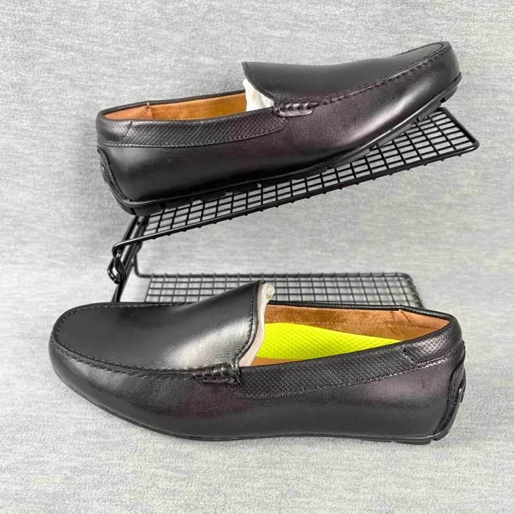 Florsheim Motor Venetian Shoes Mens 7.5 W Black Leather Driving Loafers Comfort